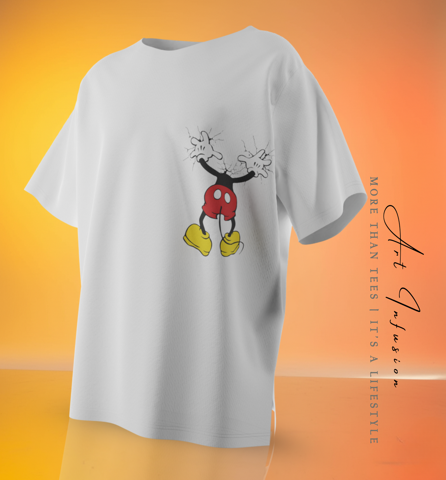 Cracked Wall Cartoon Graphic T-Shirt | Dartinfusion