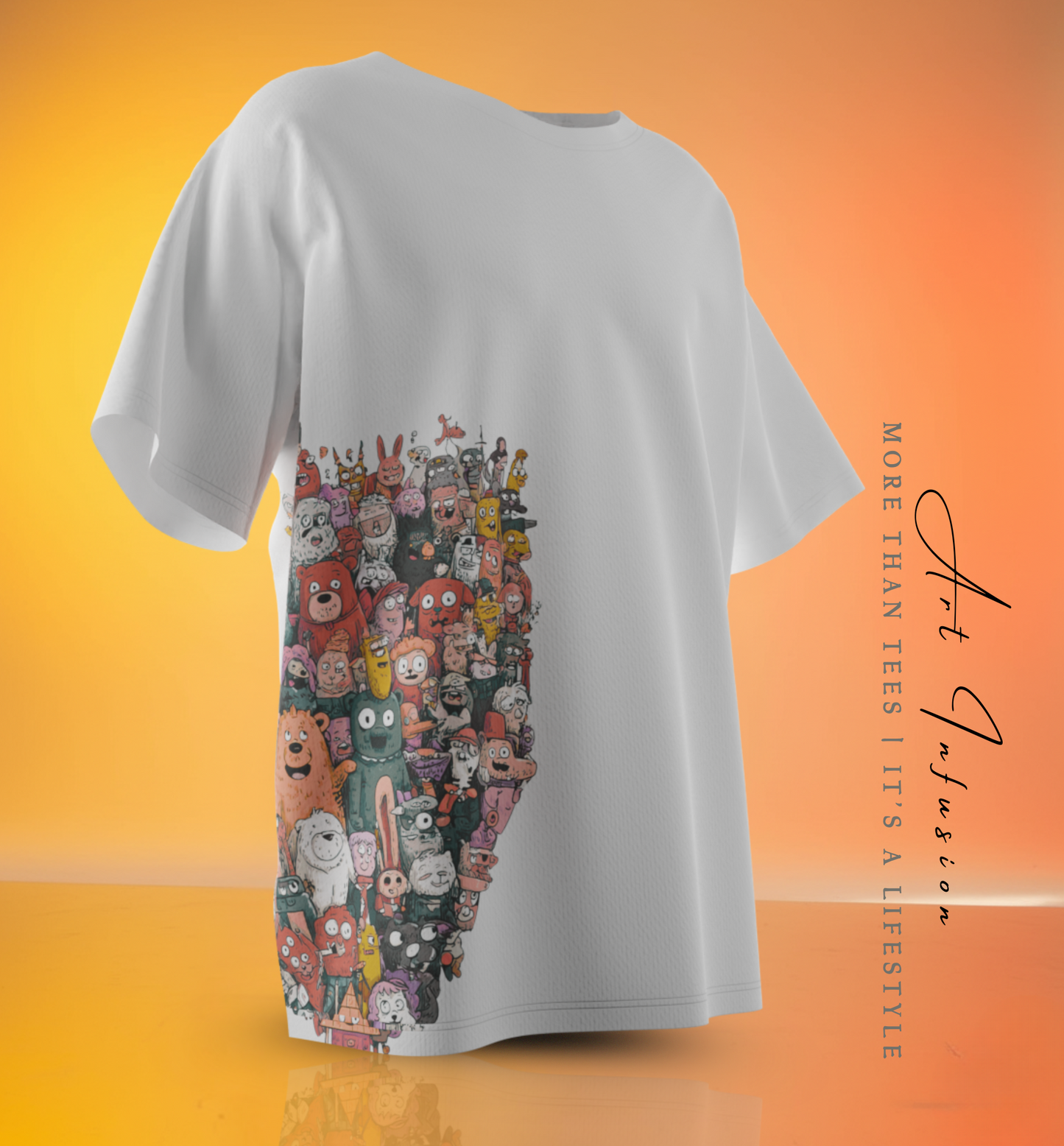 Doodle Crowd Graphic T-Shirt – White | DArtInfusion