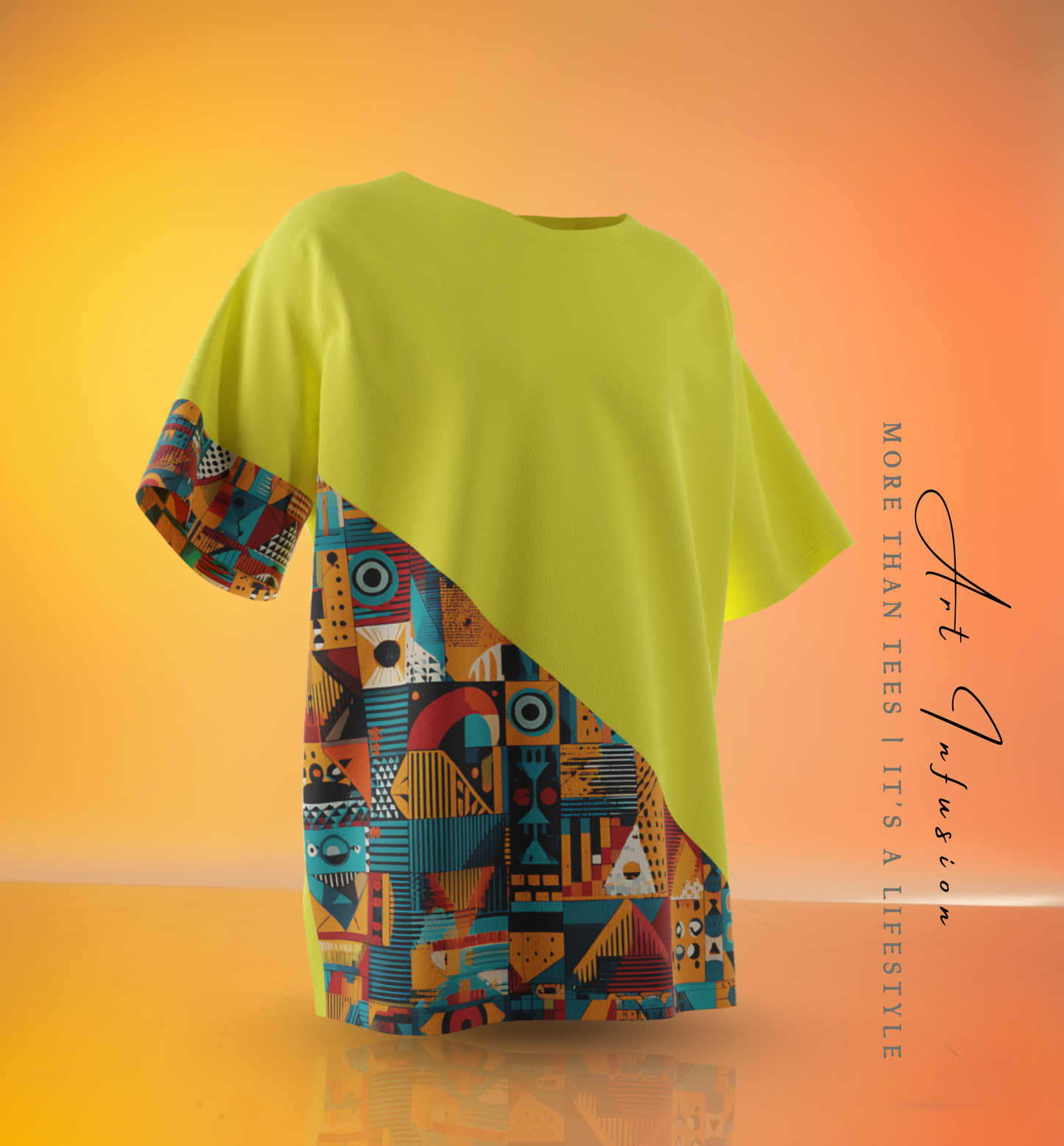 Urban Geometric Half-Print Black T-Shirt – DArtInfusion Exclusive