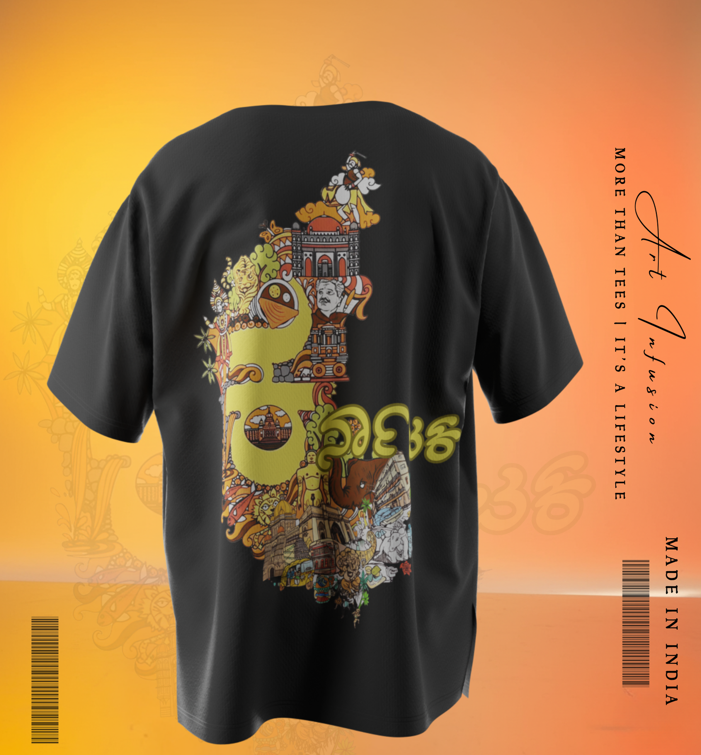 Premium Cotton Kannada Map T-Shirt - Karnataka Culture Streetwear