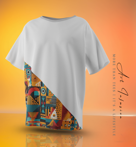 Urban Geometric Half-Print White and Black T-Shirt – DArtInfusion Exclusive