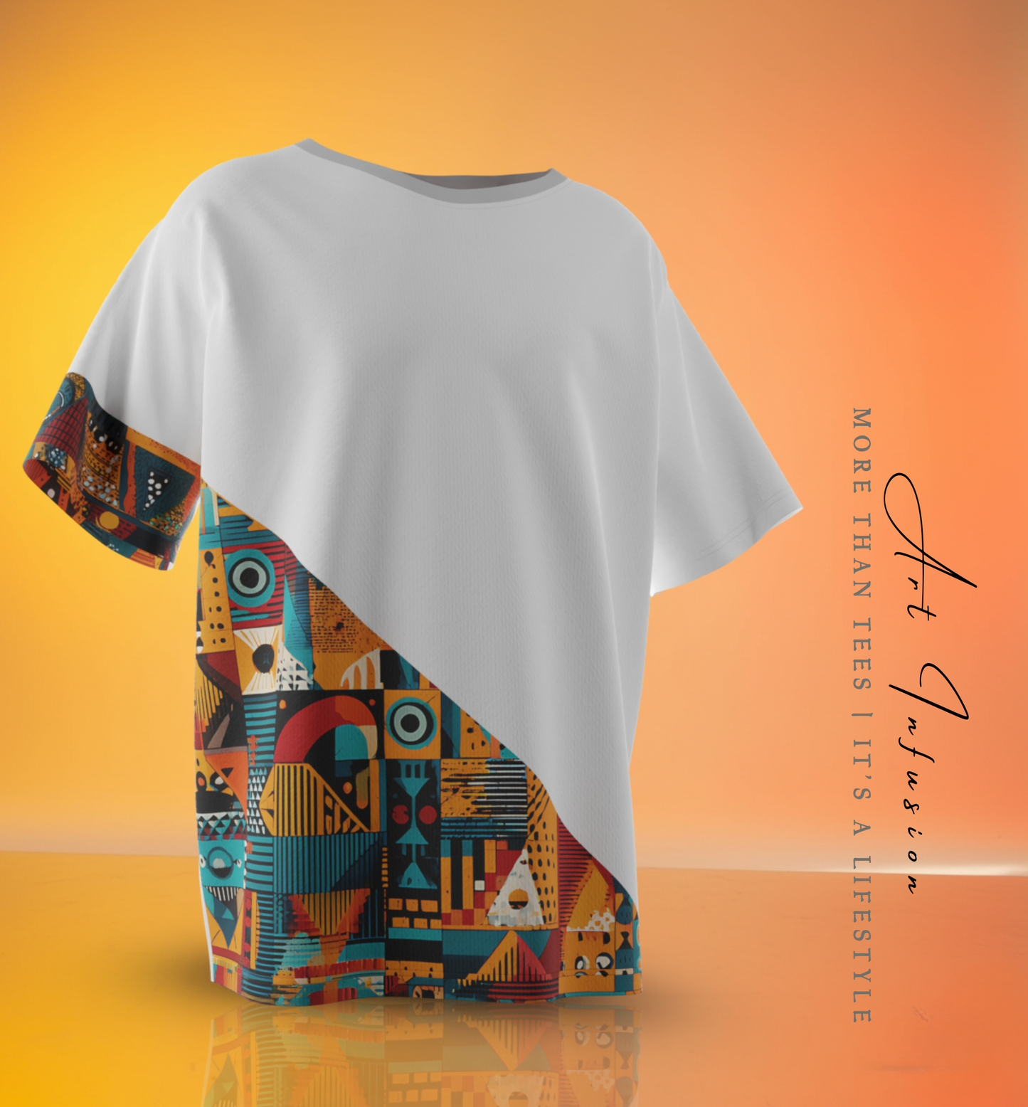 Urban Geometric Half-Print Black T-Shirt – DArtInfusion Exclusive