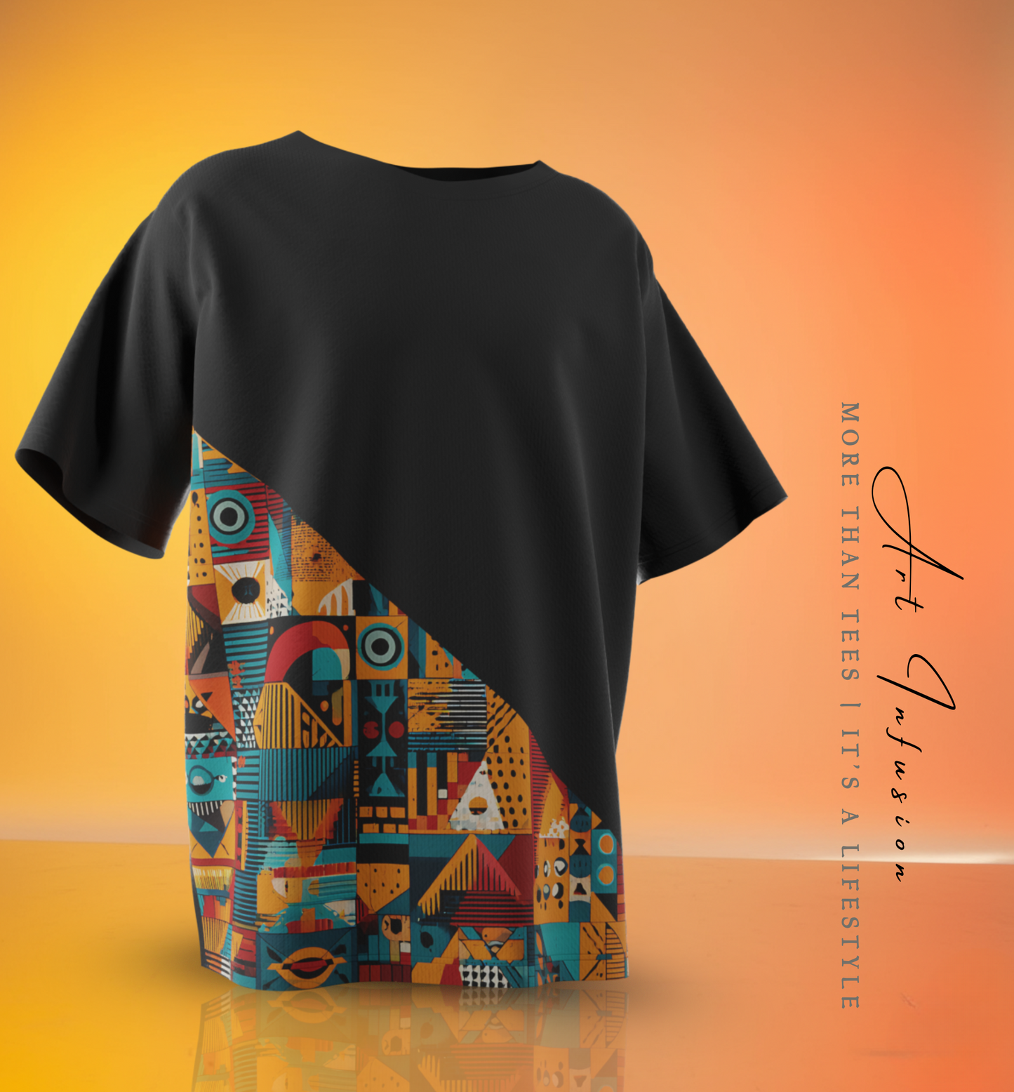 Urban Geometric Half-Print White and Black T-Shirt – DArtInfusion Exclusive